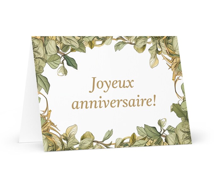 French / Belgian Birthday card Botanical - Belgium greeting festive wish colorful trees plants gift happy for loved one friend him her mom