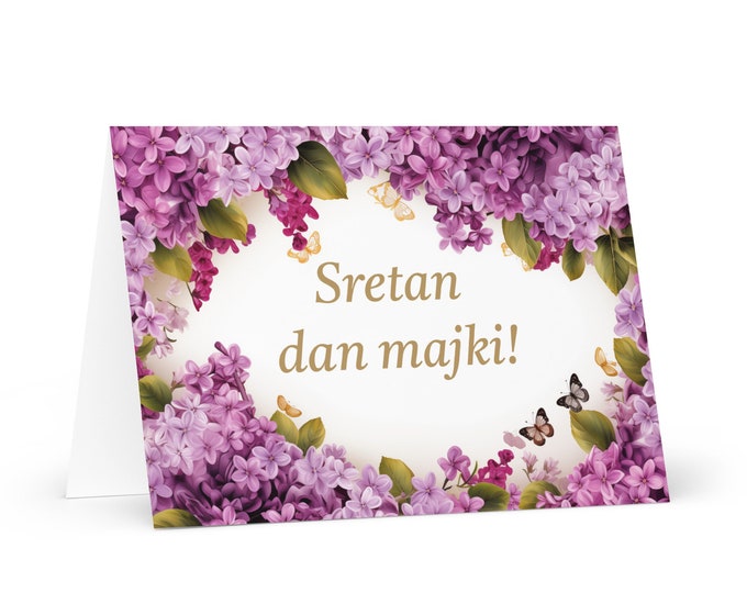 Bosnian Mother's Day card - Bosnia greeting with colorful flowers floral gift for her spouse wife mom mother grandmother love heritage