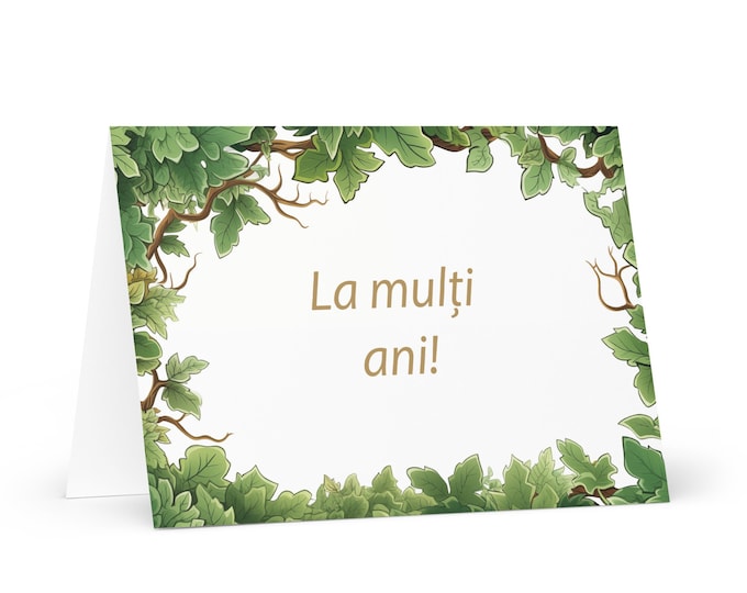 Romanian / Moldovan Birthday card Botanical - Moldova greeting festive wish colorful trees plants gift happy for loved one friend him her