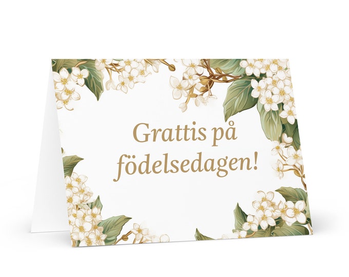 Swedish Birthday card Flowers - Sweden greeting festive wish colorful floral gift happy for loved one friend him her mom mother sister