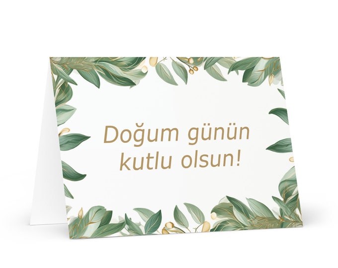 Turkish Birthday card Botanical - Turkey greeting festive wish colorful trees plants gift happy for loved one friend him her mom dad mother
