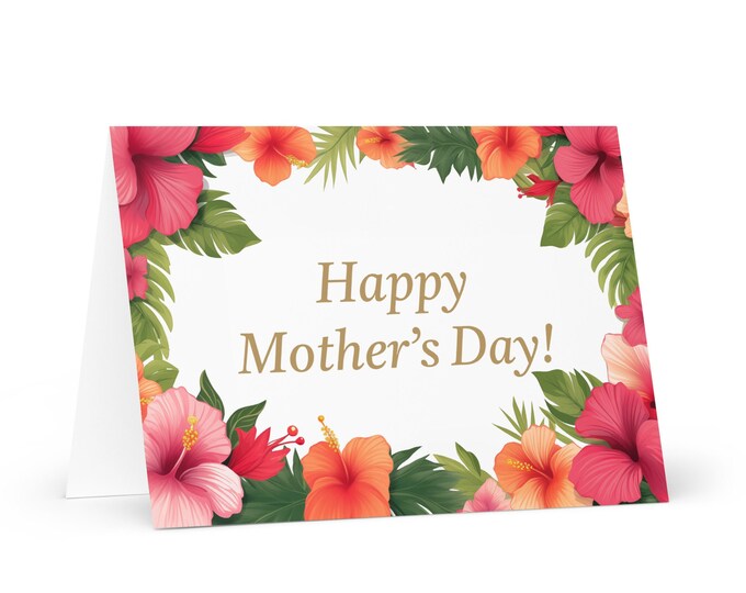 English / Antiguan and Barbudan Mother's Day card - Antigua Barbuda greeting with colorful flowers floral gift for her spouse wife mom