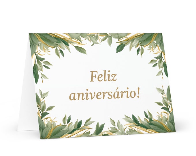 Portugese Birthday card Botanical - Portugal greeting festive wish colorful trees plants gift happy for loved one friend him her mom mother
