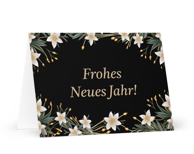 German / Swiss New Year card - Switzerland Holiday Greeting Garden Flowers Celebration Happy Festive Heritage Family Friends 2025 Holiday