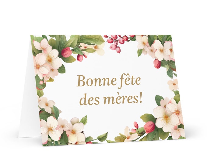 French / Cameroonian Mother's Day card - Cameroon greeting with colorful flowers floral gift for her spouse wife mom grandmother mommy