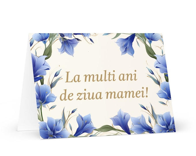 Romanian Mother's Day card - Romania greeting with colorful flowers floral gift for her spouse wife mom mother grandmother heritage mommy