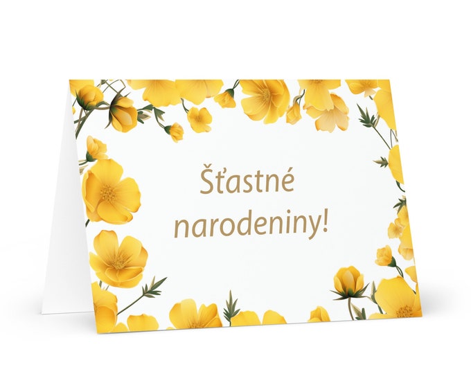 Slovakian Birthday card Flowers - Slovakia greeting festive wish colorful floral gift happy for loved one friend him her mom mother sister