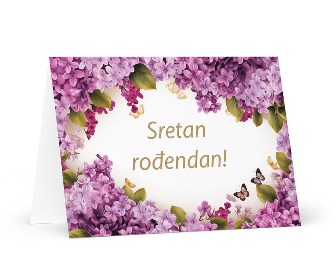 Bosnian Birthday card Flowers - Bosnia greeting festive wish colorful floral gift happy for loved one friend him her mom dad mother sister