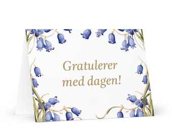 Norwegian Birthday card Flowers - Norway greeting festive wish colorful floral gift happy for loved one friend him her mom mother sister