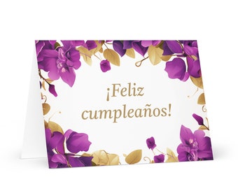 Spanish / Bolivian Birthday card Flowers - Bolivia greeting festive wish colorful floral gift happy for loved one friend him her mom mother