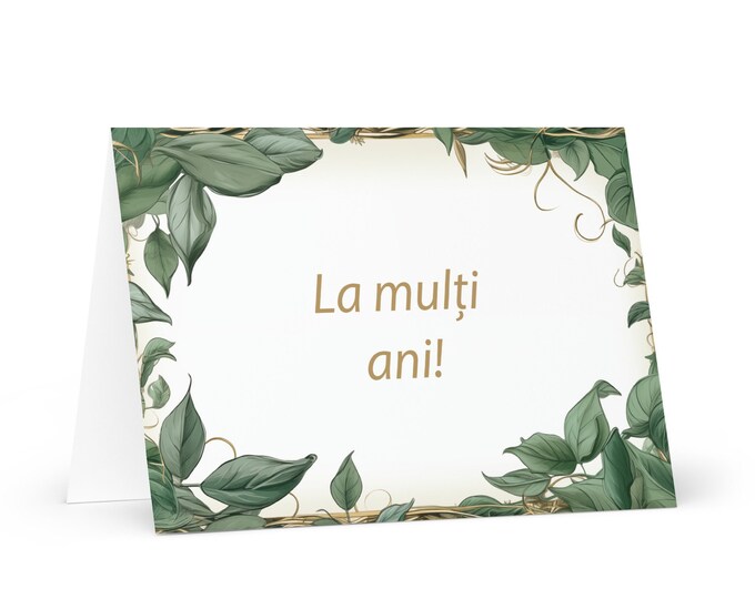 Romanian Birthday card Botanical - Romania greeting festive wish colorful trees plants gift happy for loved one friend him her mom mother