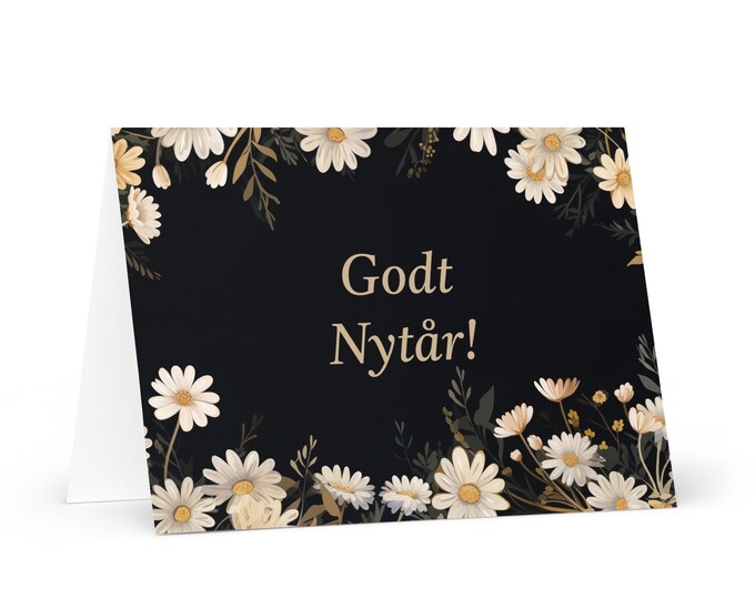 Danish New Year card - Denmark Holiday Greeting Garden Flowers Celebration Happy Festive Heritage Family Friends 2025 Cheers Holiday