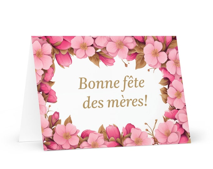 French / Canadian Mother's Day card -  Canada greeting with colorful flowers floral gift for her spouse wife mom mother grandmother heritage