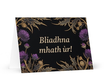 Scottish Gaelic New Year card - Scotland Holiday Greeting Garden Flowers Celebration Happy Festive Heritage Family Friends 2025 Holiday