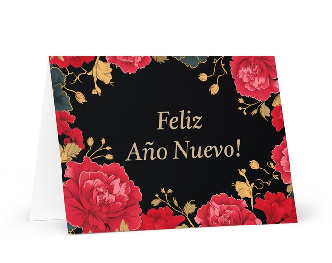 Spanish New Year card - Spain Holiday Greeting Garden Flowers Celebration Happy Festive Heritage Family Friends 2025 Cheers Holiday