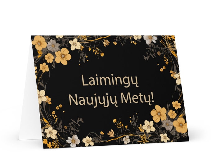 Lithuanian New Year card - Lithuania Holiday Greeting Garden Flowers Celebration Happy Festive Heritage Family Friends 2025 Cheers Holiday