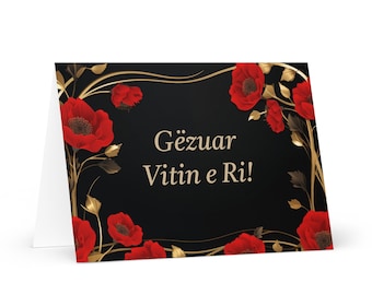 Albanian New Year card - Albania Holiday Greeting Garden Flowers Celebration Happy Festive Heritage Family Friends 2025 Cheers Holiday