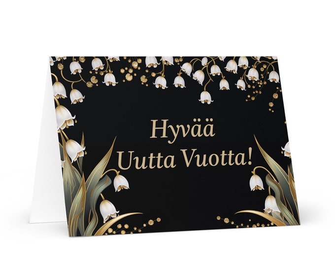 Finnish New Year card - Finland Holiday Greeting Garden Flowers Celebration Happy Festive Heritage Family Friends 2025 Cheers Holiday