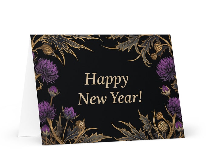 English / Scottish New Year card - Scotland Gaelic Holiday Greeting Garden Flowers Celebration Happy Festive Heritage Family Friends 2025
