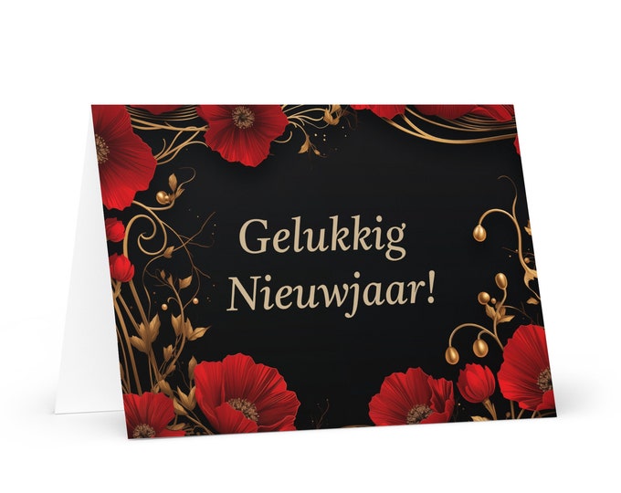 Dutch / Belgian New Year card - Belgium Holiday Greeting Garden Flowers Celebration Happy Festive Heritage Family Friends 2025