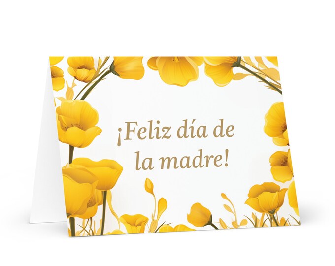 Spanish Mother's Day card - Spain greeting with colorful flowers floral gift for her spouse wife mom mother grandmother love heritage mommy