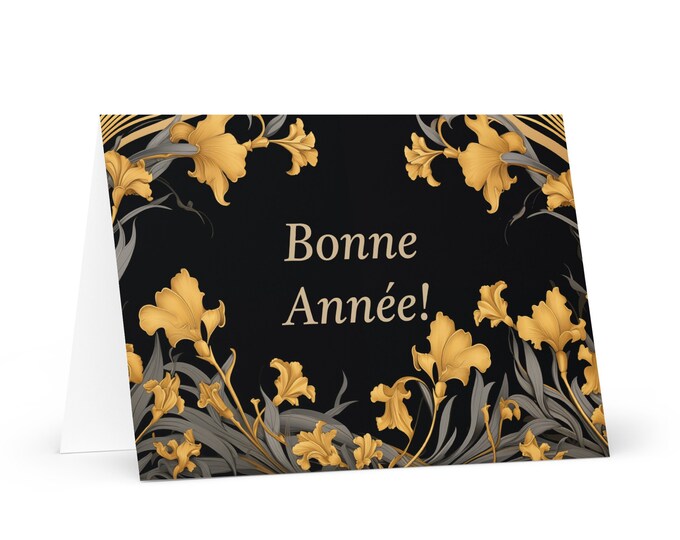 French / Belgian New Year card - Belgium Holiday Greeting Garden Flowers Celebration Happy Festive Heritage Family Friends 2025