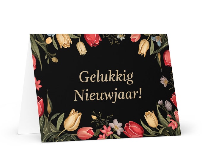 Dutch New Year card - Netherlands Holland Holiday Greeting Garden Flowers Celebration Happy Festive Heritage Family Friends 2025 Cheers