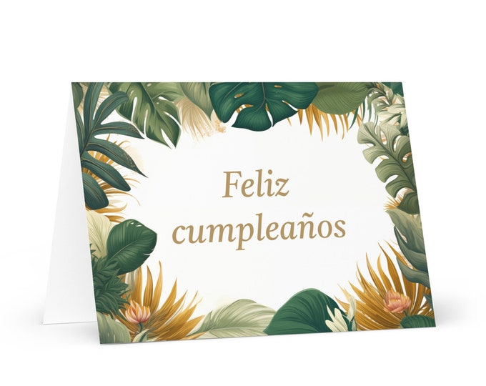 Spanish / Cuban Birthday card Botanical - Cuba greeting festive wish colorful trees plants gift happy for loved one friend him her mother