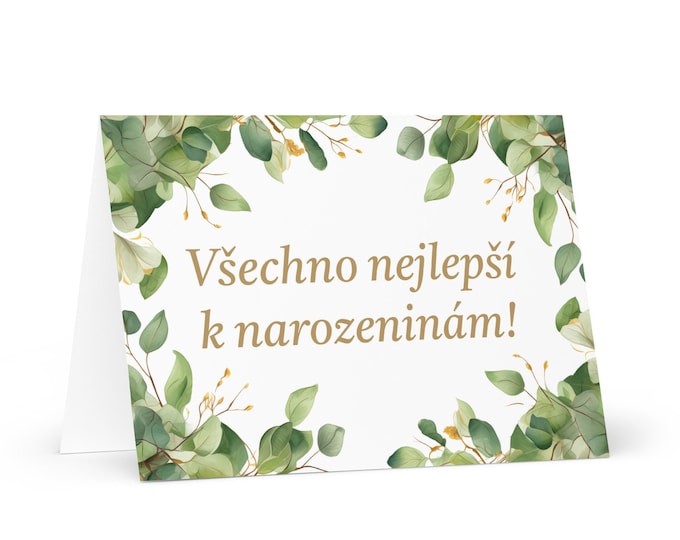 Czech Birthday card Botanical - Czech Republic greeting festive wish colorful trees plants gift happy for loved one friend him her mom