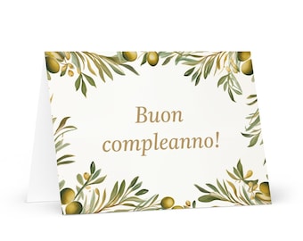Italian Birthday card Botanical - Italy greeting festive wish colorful trees plants gift happy for loved one friend him her mom mother