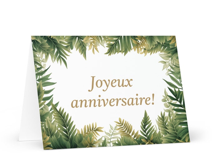 French / Comoros Birthday card Botanical - greeting festive wish colorful trees plants gift happy for loved one friend him her mom dad