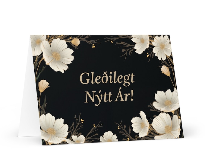 Icelandic New Year card - Iceland Holiday Greeting Garden Flowers Celebration Happy Festive Heritage Family Friends 2025 Cheers Holiday