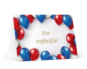Slovenian Birthday card - colorful Slovenia greeting festive wish balloon gift happy for loved one friend him her mom dad brother flag