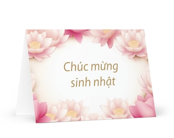 Vietnamese Birthday card Flowers - Vietnam greeting festive wish colorful floral gift happy for loved one friend him her mom mother sister