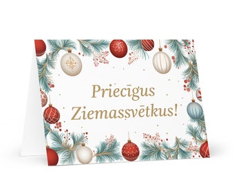 Carte de Noël lettone - Lettonie vacances voeux arbre célébration cadeau joyeux festif patrimoine nativité Bethléem chrétien catholique orthodoxe