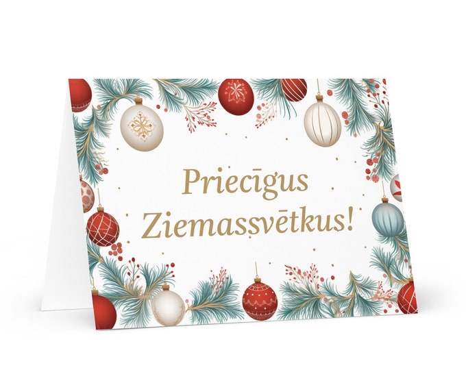 Latvian Christmas card - Latvia Holiday Greeting Tree Celebration Gift Merry Festive Heritage Nativity Bethlehem Christian Catholic Orthodox