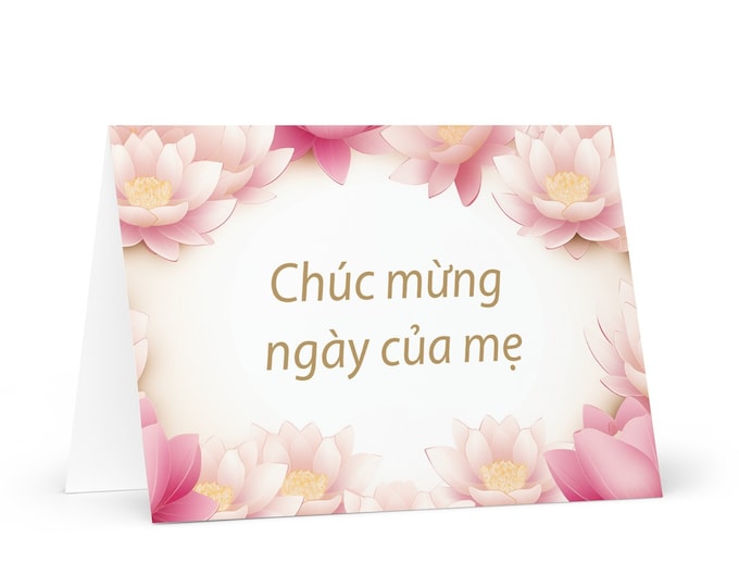 Vietnamese Mother's Day card - Vietnam greeting with colorful flowers floral gift for her spouse wife mom mother grandmother love heritage