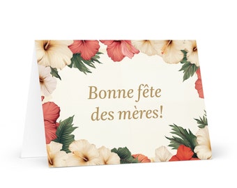 Carte de fête des mères française / comorienne - voeux avec fleurs colorées cadeau floral pour son conjoint épouse maman mère grand-mère amour héritage