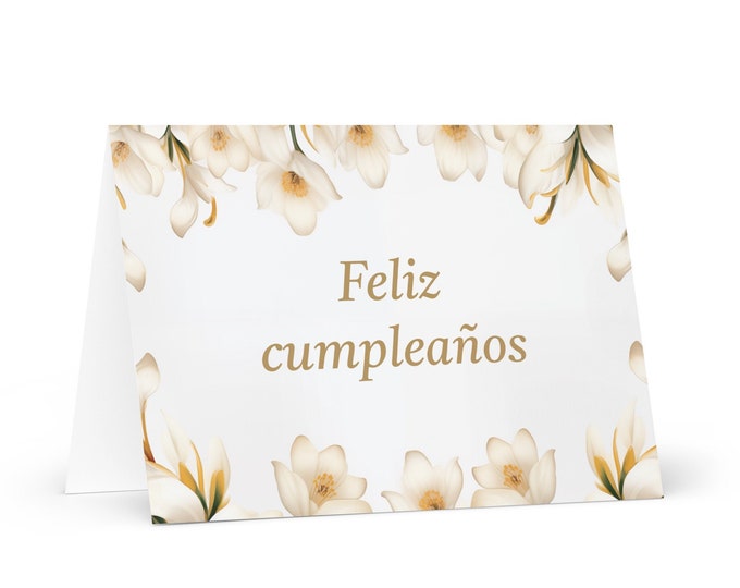 Spanish / Cuban Birthday card Flowers - Cuba greeting festive wish colorful floral gift happy for loved one friend him her mom dad mother