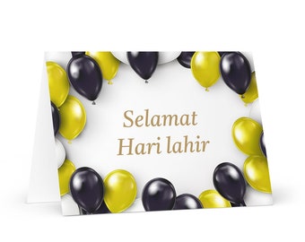 Malay / Bruneian Birthday card Balloons - Brunei greeting festive wish balloon gift happy for loved one friend him her mom dad brother