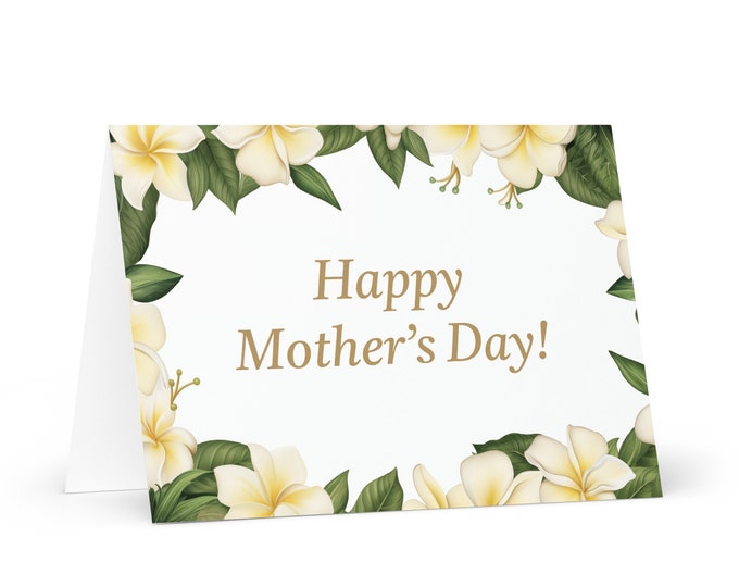 English / Cook Islands Mother's Day card - greeting with colorful flowers floral gift for her spouse wife mom mother grandmother love