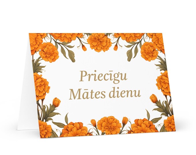 Latvian Mother's Day card - Latvia greeting with colorful flowers floral gift for her spouse wife mom mother grandmother love heritage