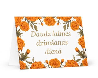 Latvian Birthday card Flowers - Latvia greeting festive wish colorful floral gift happy for loved one friend him her mom dad mother sister