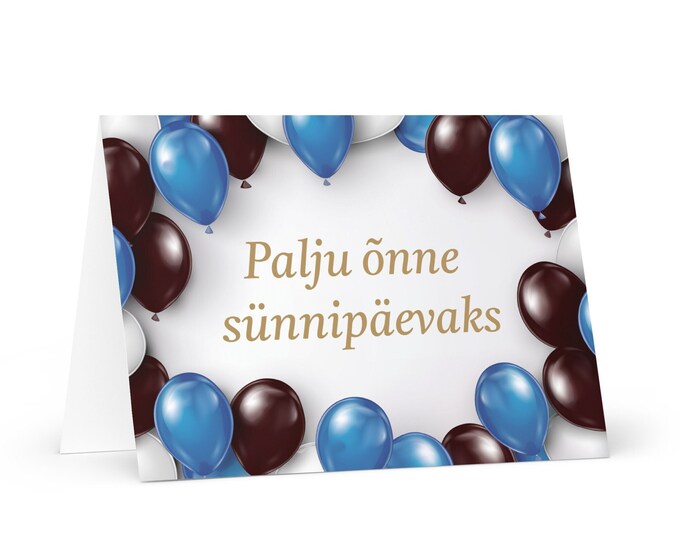 Estonian Birthday card - colorful Estonia greeting festive wish balloon gift happy for loved one friend him her mom dad brother sister flag
