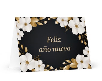 Spanish / Cuban New Year card - Cuba Holiday Greeting Garden Flowers Celebration Happy Festive Heritage Family Friends 2025 Cheers Holiday