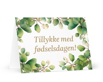 Danish Birthday card Botanical - Denmark greeting festive wish colorful trees plants gift happy for loved one friend him her mom mother