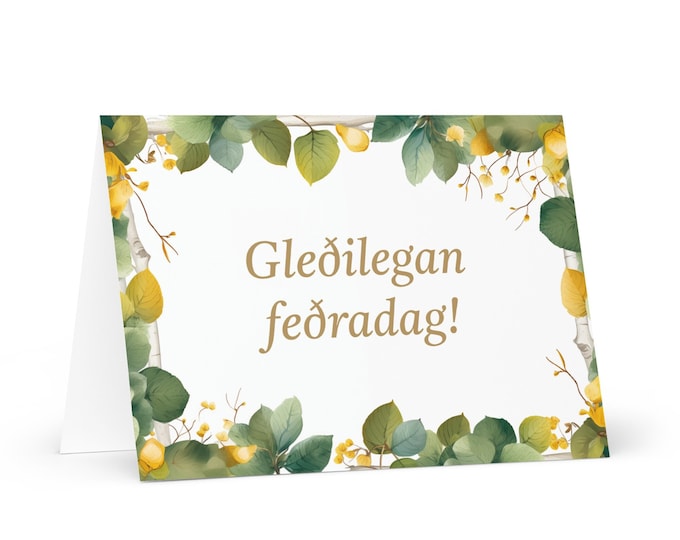 Icelandic Father's Day card - Iceland greeting with colorful trees plants gift for him spouse husband dad father grandfather love daddy