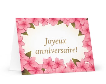 French / Democratic Republic of the Congo (DRC) Birthday card Flowers - greeting festive wish colorful floral gift happy for loved one her