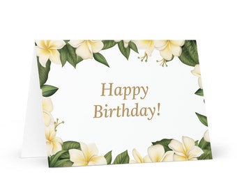 English / Cook Islands Birthday card Flowers - greeting festive wish colorful floral gift happy for loved one friend him her mom mother