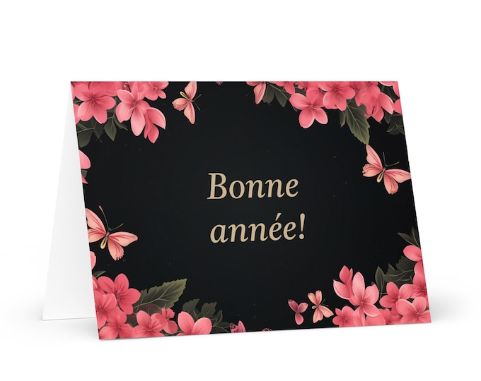 French / Democratic Republic of the Congo (DRC) New Year card - Holiday Greeting Garden Flowers Celebration Heritage Family Friends 2025